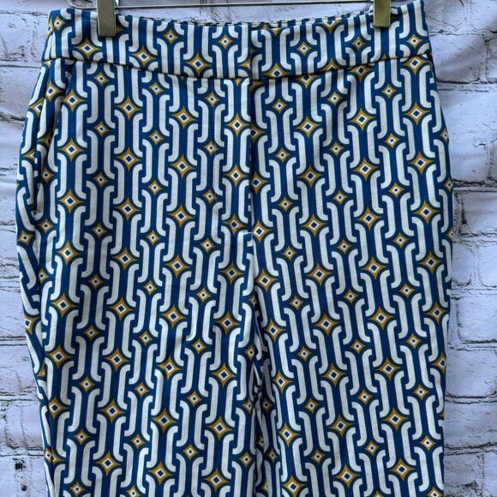 Boden Pants Cropped Flared Sapphire, Azure Geo US Size 6 R Geometric Flare - Picture 8 of 9